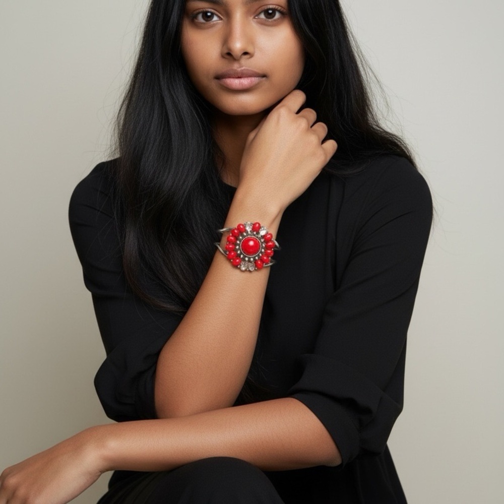 Red and Silver Women's Bracelet